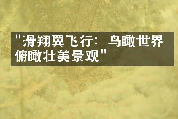 "滑翔翼飞行：鸟瞰世界，俯瞰壮美景观"