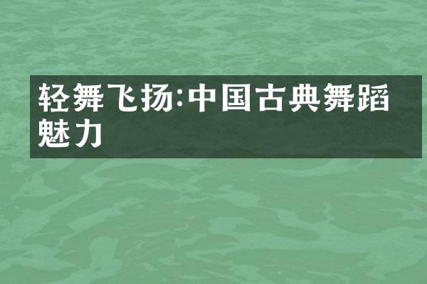 轻舞飞扬:中国古典舞蹈的魅力