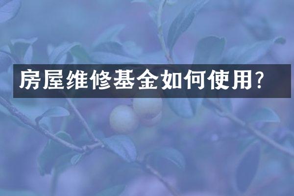 房屋维修基金如何使用？