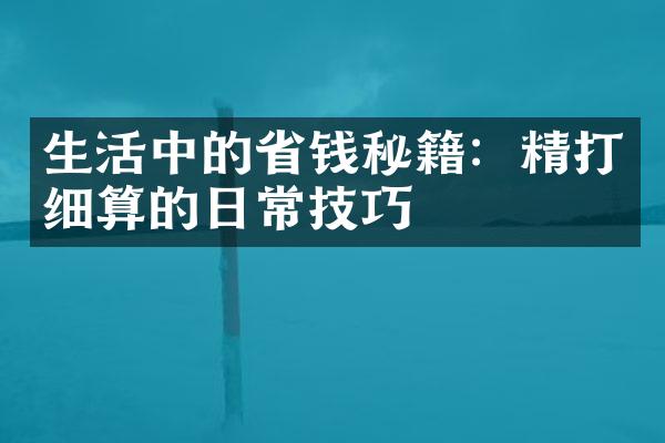 生活中的省钱秘籍：精打细算的日常技巧