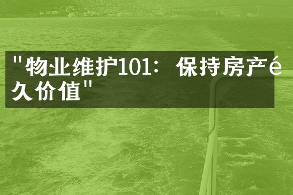 "物业维护101：保持房产长久价值"