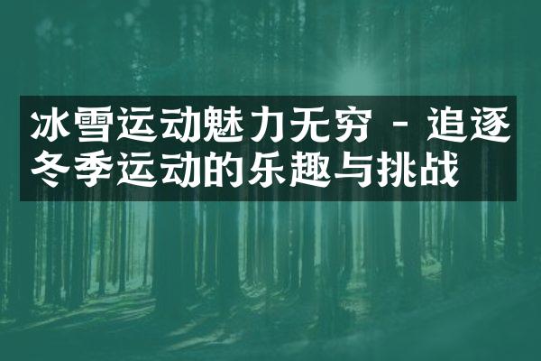 冰雪运动魅力无穷 - 追逐冬季运动的乐趣与挑战