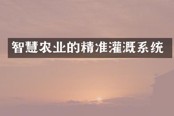 智慧农业的精准灌溉系统