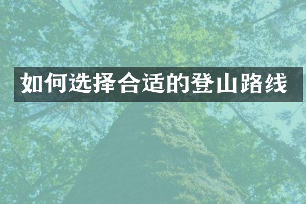 如何选择合适的登山路线