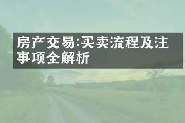 房产交易:买卖流程及注意事项全解析