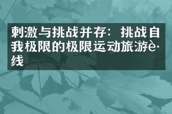 刺激与挑战并存：挑战自我极限的极限运动旅游路线