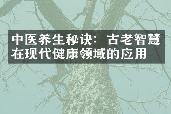 中医养生秘诀：古老智慧在现代健康领域的应用