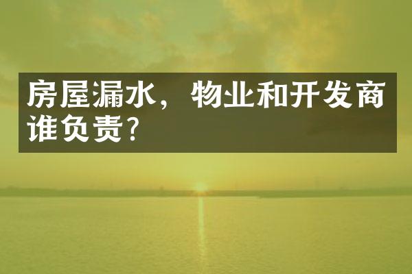房屋漏水，物业和开发商谁负责？