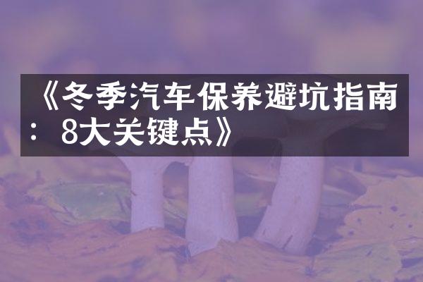 《冬季汽车保养避坑指南：8大关键点》