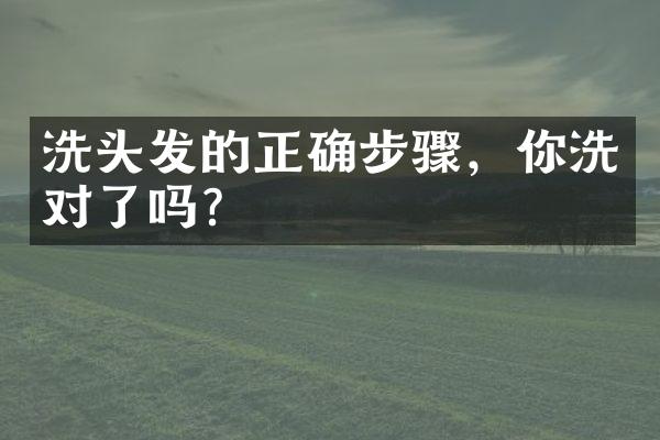洗头发的正确步骤，你洗对了吗？