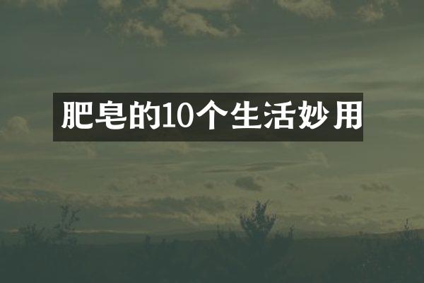 肥皂的10个生活妙用