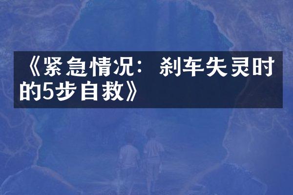 《紧急情况：刹车失灵时的5步自救》