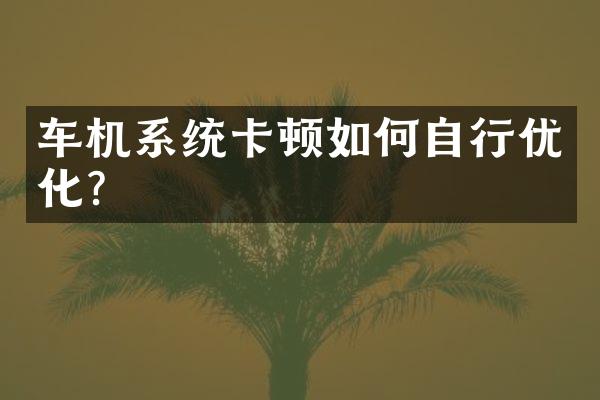 车机系统卡顿如何自行优化？
