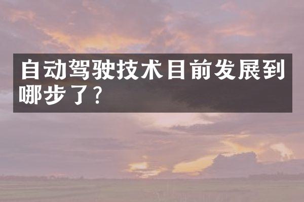 自动驾驶技术目前发展到哪步了？