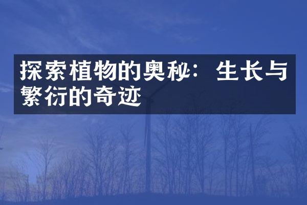 探索植物的奥秘：生长与繁衍的奇迹