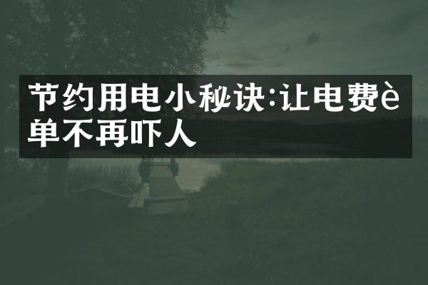 节约用电小秘诀:让电费账单不再吓人
