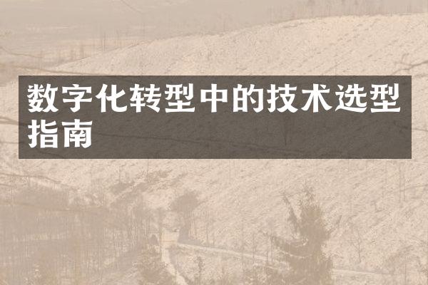 数字化转型中的技术选型指南