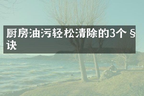 厨房油污轻松清除的3个秘诀