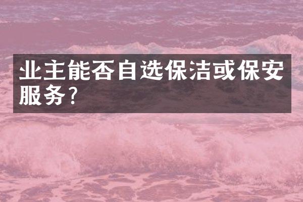 业主能否自选保洁或保安服务？