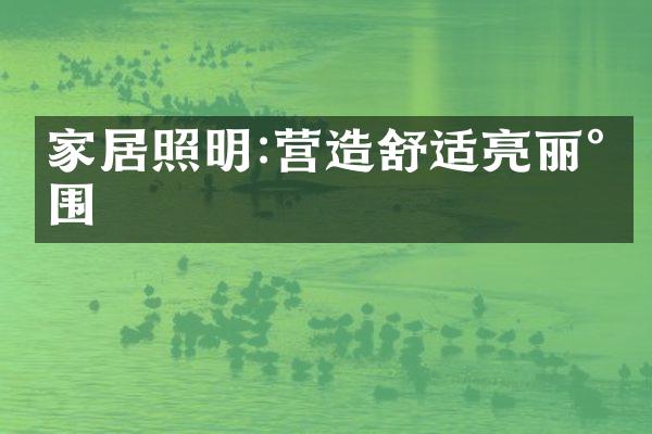 家居照明:营造舒适亮丽氛围