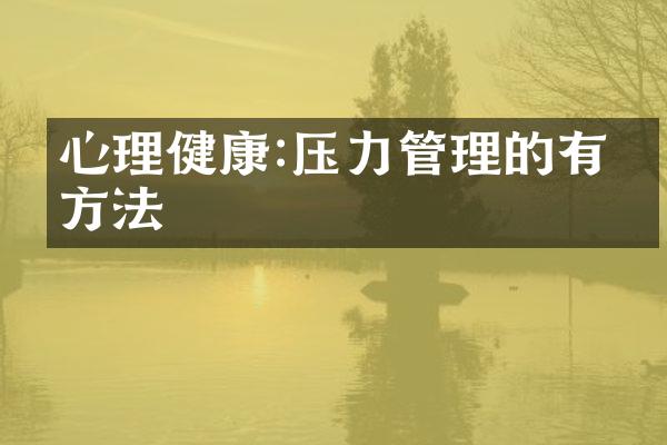 心理健康:压力管理的有效方法