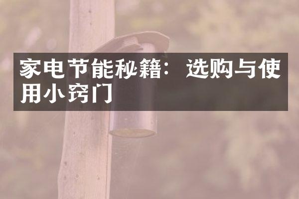 家电节能秘籍：选购与使用小窍门