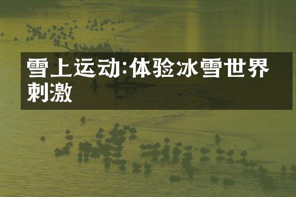 雪上运动:体验冰雪世界的刺激