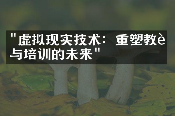"虚拟现实技术：重塑教育与培训的未来"