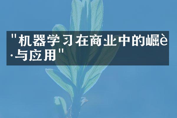 "机器学习在商业中的崛起与应用"
