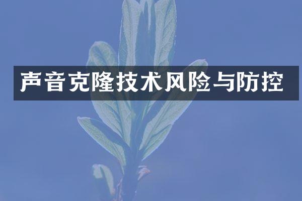 声音克隆技术风险与防控