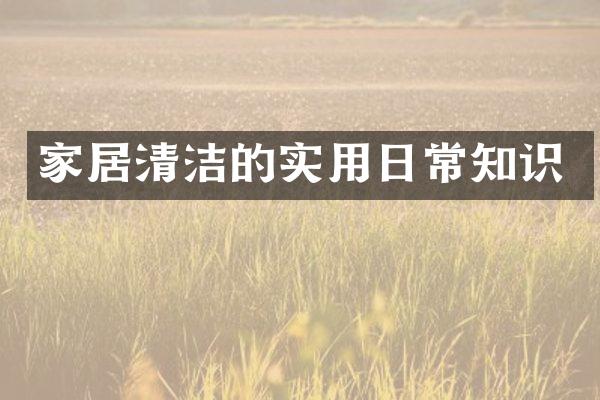 家居清洁的实用日常知识