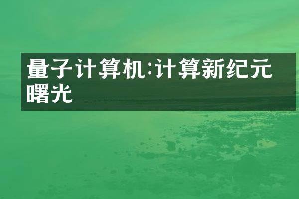 量子计算机:计算新纪元的曙光