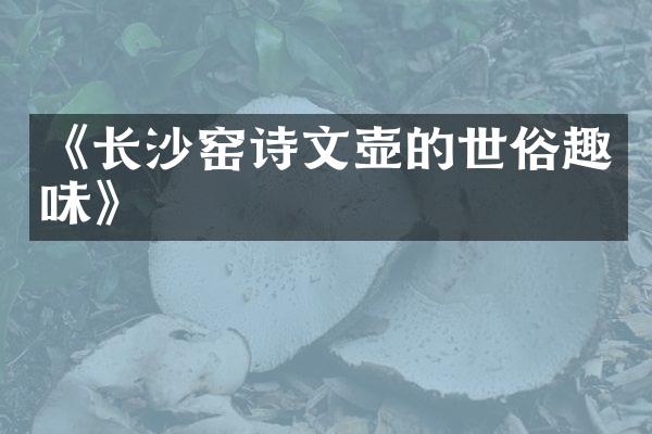 《长沙窑诗文壶的世俗趣味》