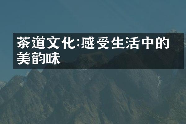 茶道文化:感受生活中的审美韵味