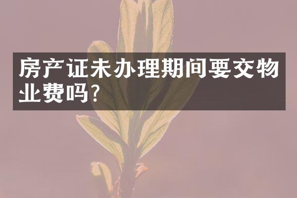 房产证未办理期间要交物业费吗？