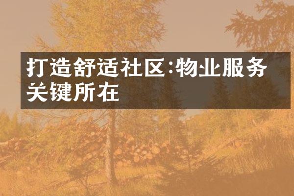 打造舒适社区:物业服务的关键所在