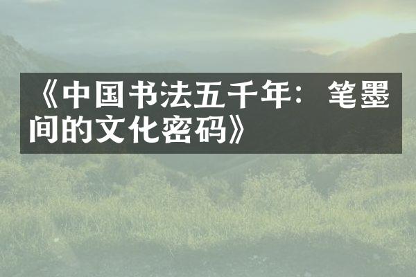《中国书法五千年：笔墨间的文化密码》