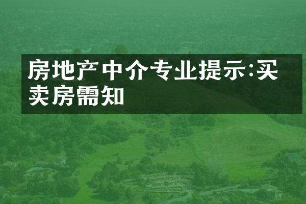 房地产中介专业提示:买房卖房需知