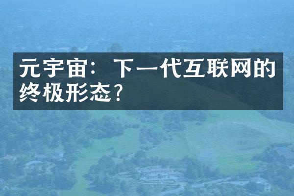 元宇宙：下一代互联网的终极形态？