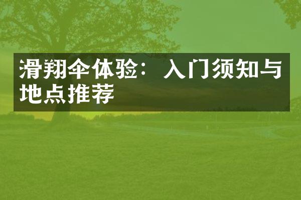 滑翔伞体验：入门须知与地点推荐