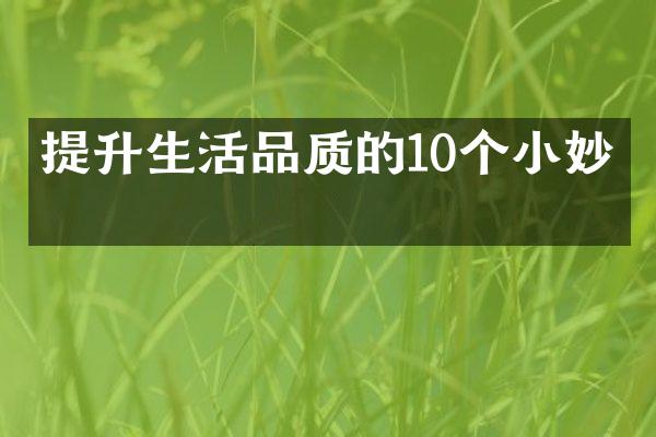提升生活品质的10个小妙招
