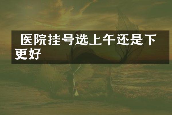  医院挂号选上午还是下午更好