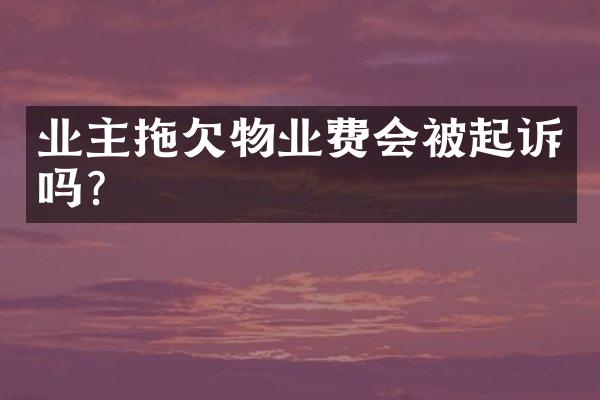 业主拖欠物业费会被起诉吗？