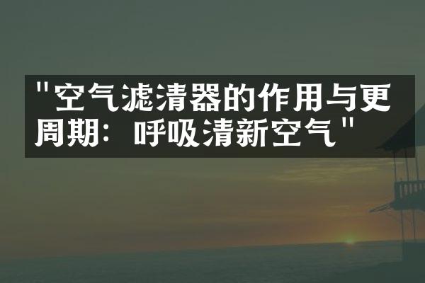 "空气滤清器的作用与更换周期：呼吸清新空气"