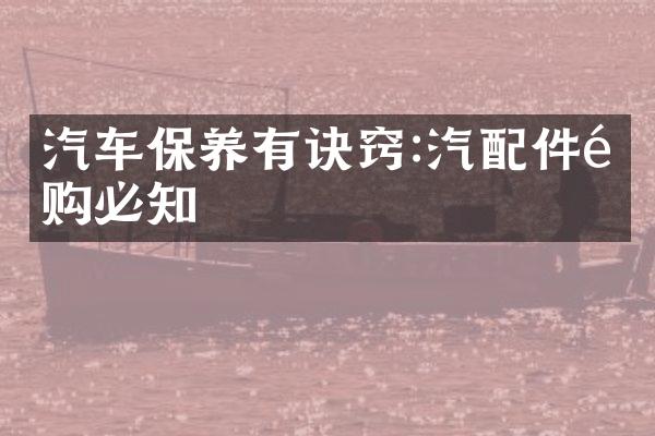 汽车保养有诀窍:汽配件选购必知