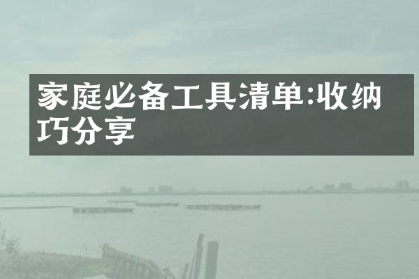 家庭必备工具清单:收纳技巧分享