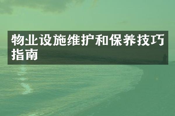 物业设施维护和保养技巧指南