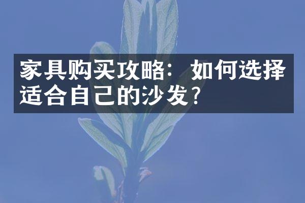 家具购买攻略：如何选择适合自己的沙发？