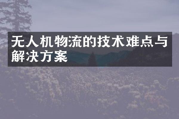 无人机物流的技术难点与解决方案