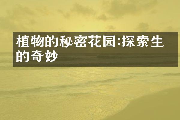 植物的秘密花园:探索生命的奇妙